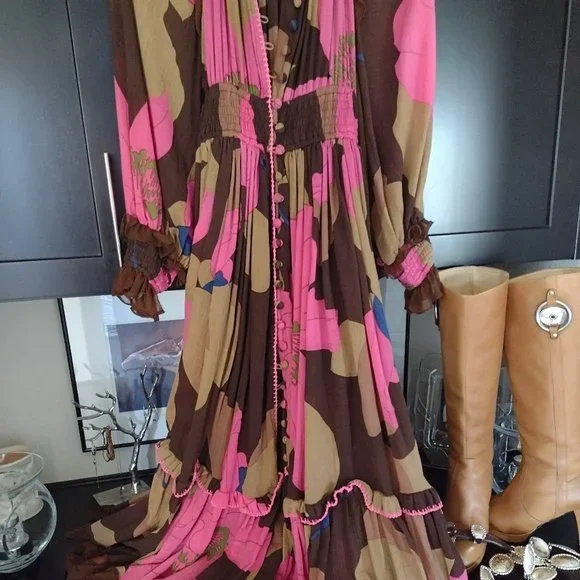 HOLD FOR bycaitlinleigh 🤎Chasing Unicorns Maxi duster dress XS-S - Picture 8 of 17